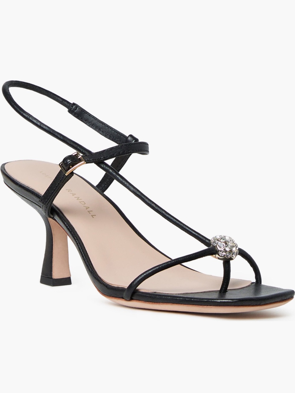 Loeffler Randall triana Black Strappy Slingback Sandal with Crystal Orb